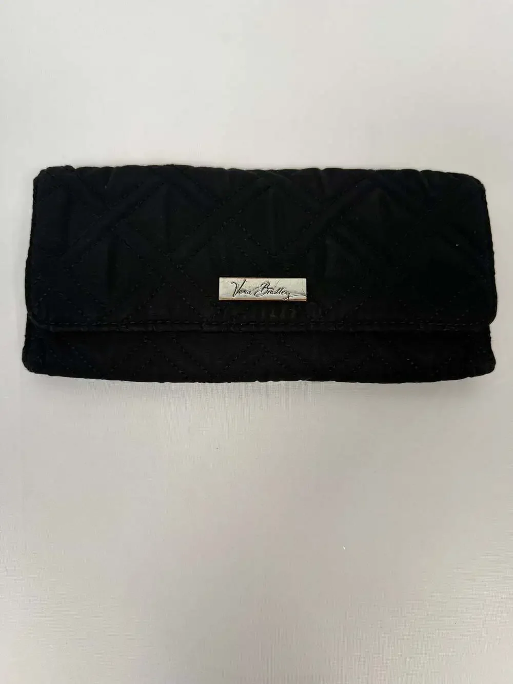 Vera Bradley Black Quilted Microfiber Trifold Wallet